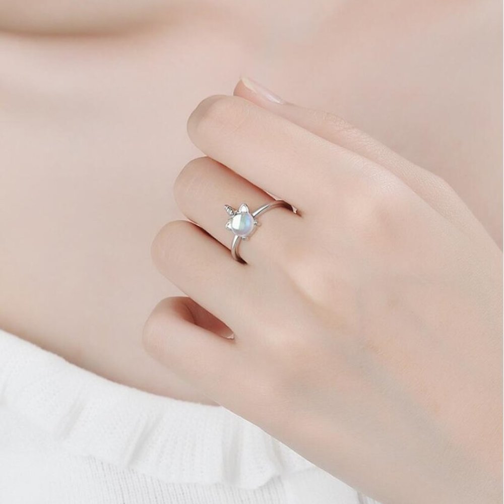 A Girl Can Dream - Unicorn Moonstone Silver Ring - Picture 3 of 4